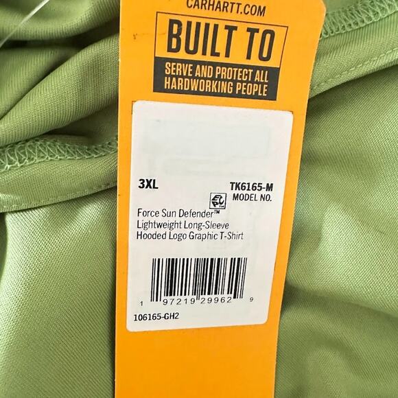 Carhartt Hoodie Performance Force Sun Defender Shirt 3XL Green UPF Relaxed Fit - Picture 9 of 12